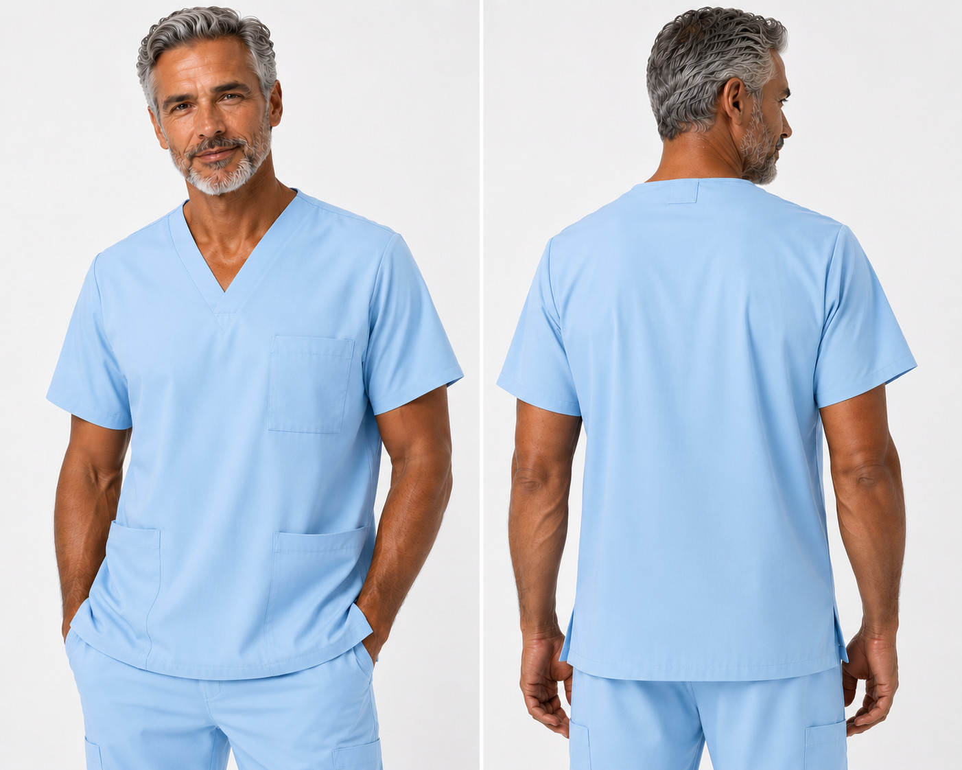 Men’s Medical Scrub Top V-Neck Uniform Multiple Colors Available Sizes S-5XL