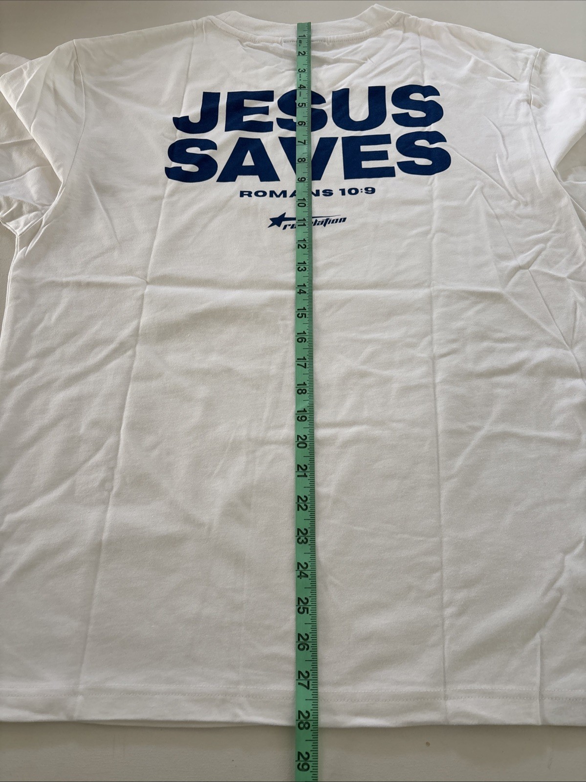 christian apparel revelation Jesus Saves Tee Romans 10:9 White Size XL – NWOT