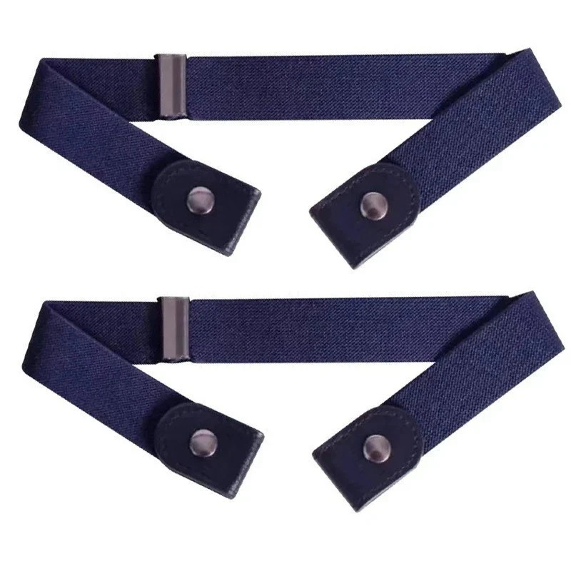 2 Pack No Buckle Elastic Belt Invisible Loop Belt for Jeans Pants