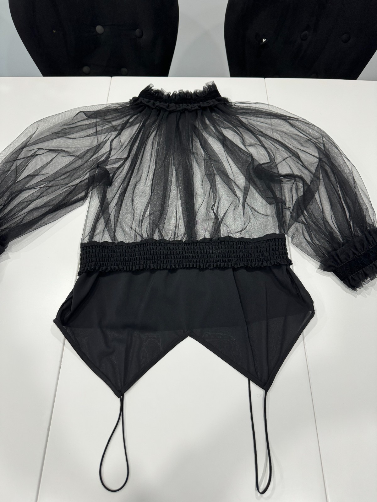 ALICE + OLIVIA Alexia Cropped Velvet-trimmed Ruffled Chiffon Blouse, Size L