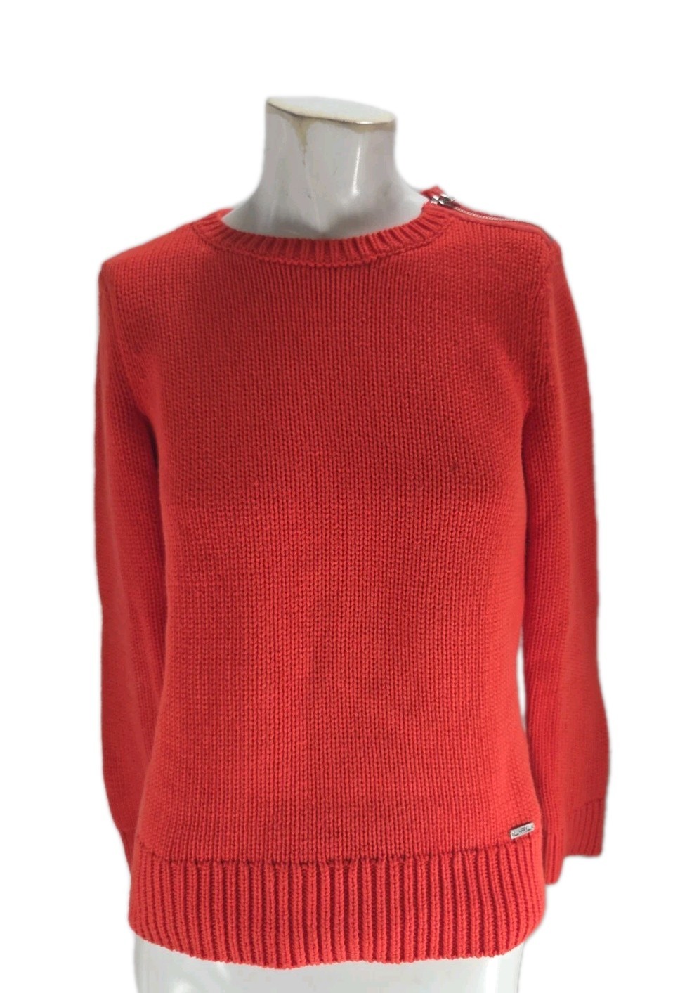 Lauren Ralph Lauren Active Women’s Sweater Medium Cotton Knit Bright Orange Side