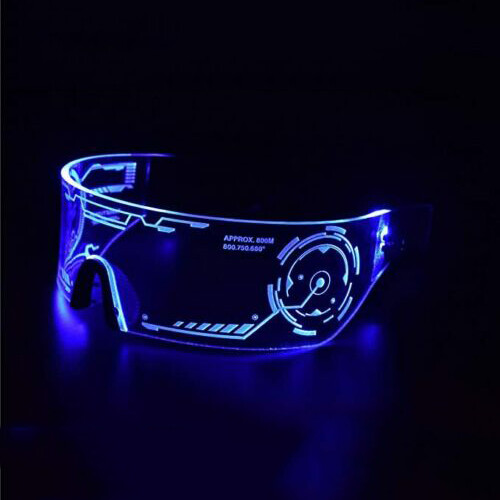 LED Light Up 7 Color Clear Lenses Visor Glasses Goggles Cyberpunk Rave Party US