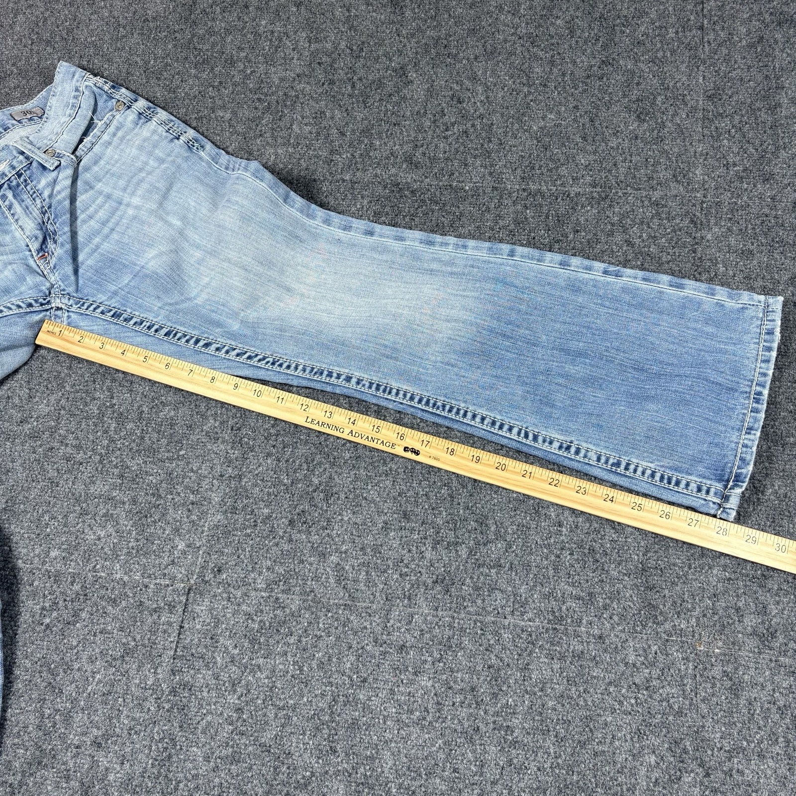 Buckle Jeans Mens 30s (30×28) Blue BKE Fulton Bootcut Denim Whiskers Cowboy