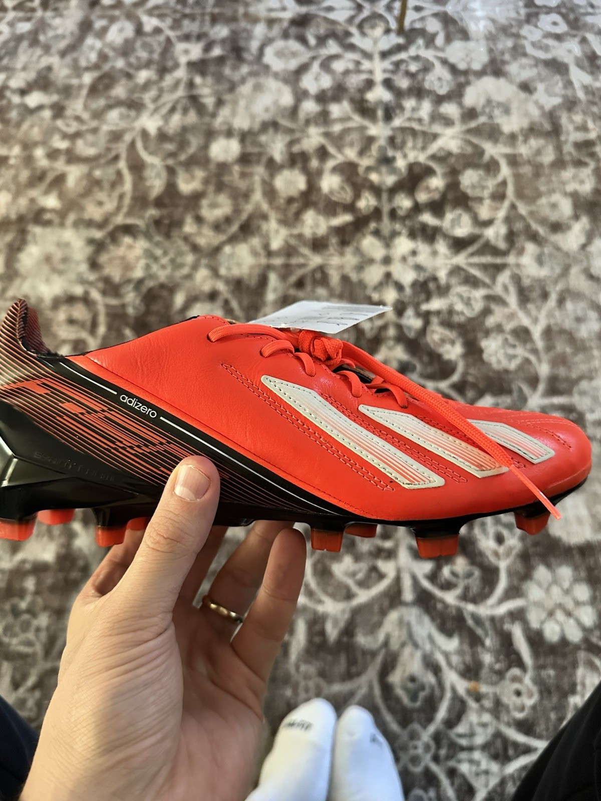 adidas adizero F50 TRX FG Leather Lace-Up Soccer Cleats Red/Black/White Mens 8