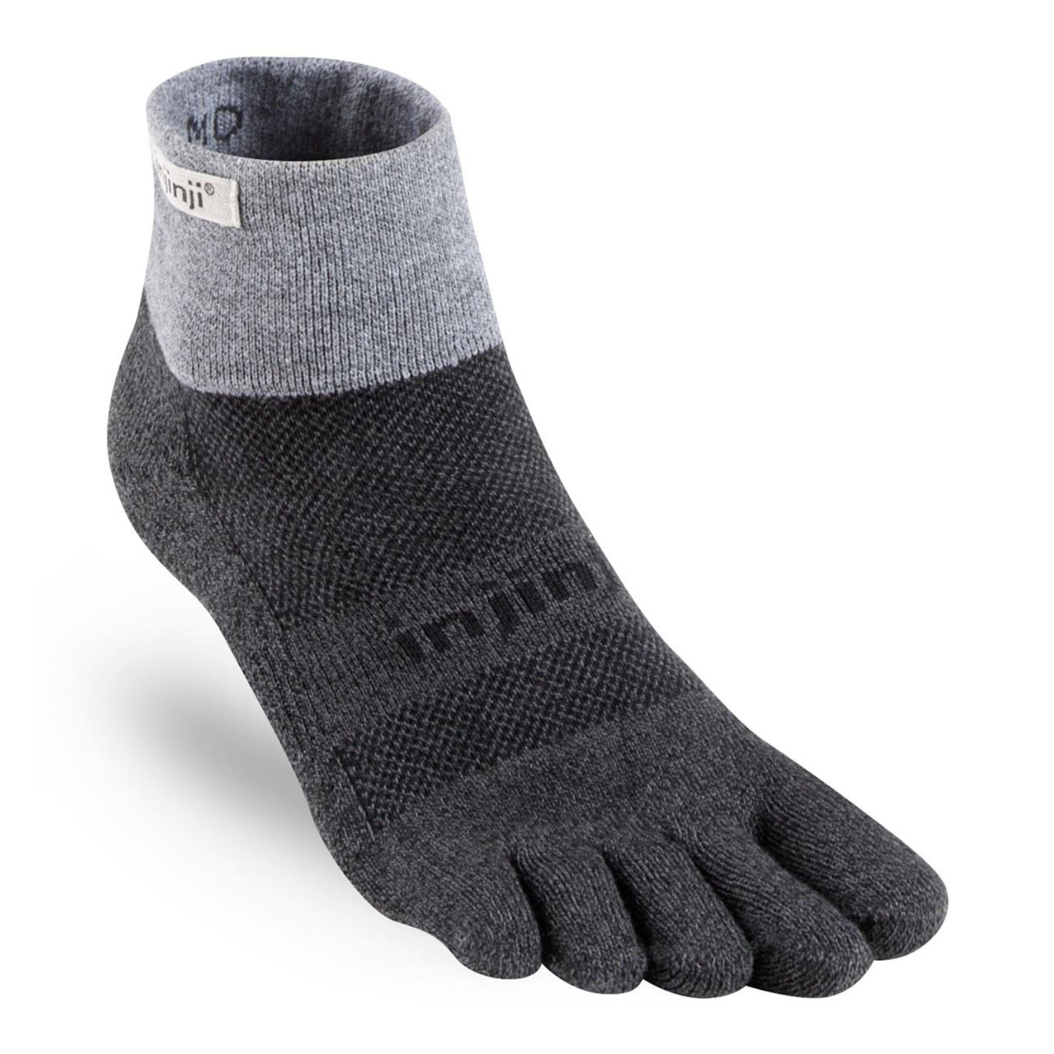Injinji Men’s Trail Midweight Mini Crew Comfortable Toe Socks, Granite, Sizes