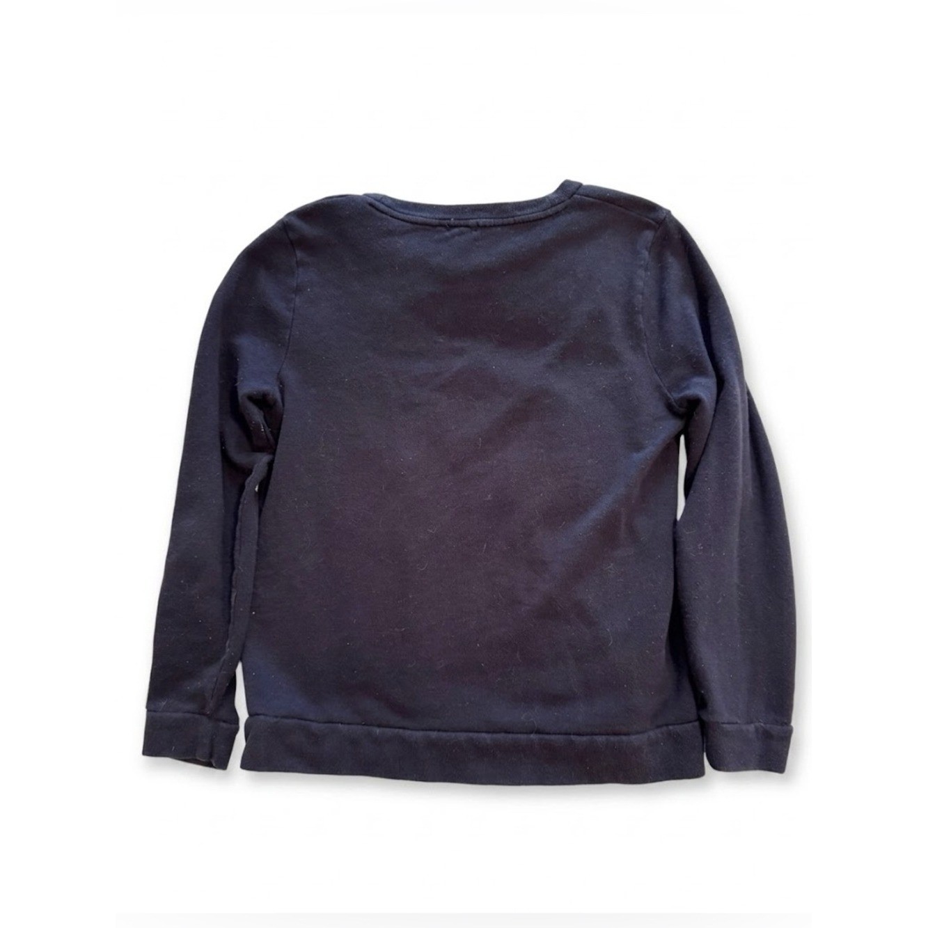 J Crew Factory Cotton Navy with Coral MERCI Print Long Sleeve Sweatshirt Small