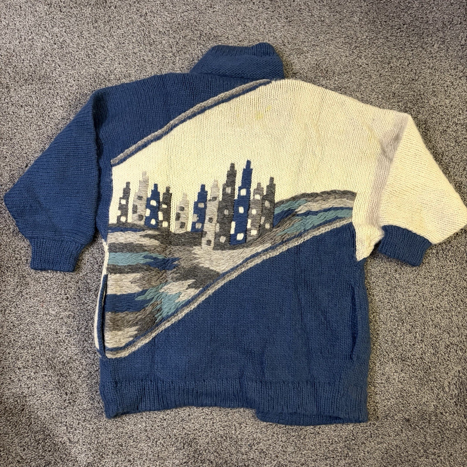Vtg Dobrila Cardigan Sweater Sz L Hand Knit Embroidered 100% Wool Sirogojno READ