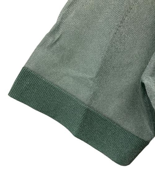 Clane Green Sheer V-Neck Knit Top S Nylon Polyester Ladies T-Shirt