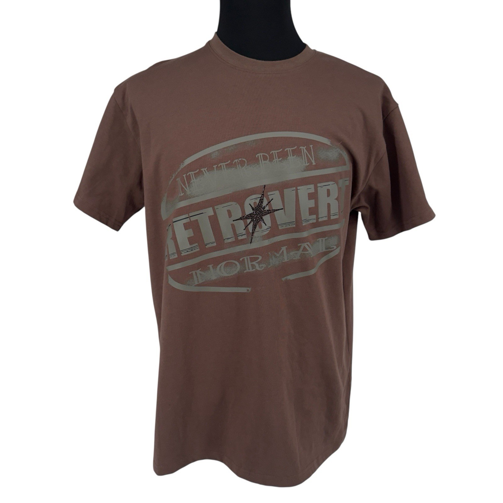 Retro Vert Graphic T-Shirt Mens L Brown Never Been Retrovert Normal Star Cotton