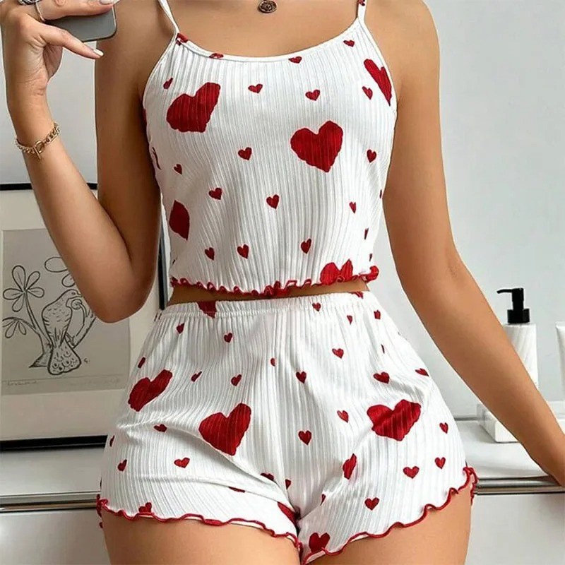 Womens Pajama Set 2PCS Tank Top & Shorts Soft Summer Sleepwear Lounge Outfit