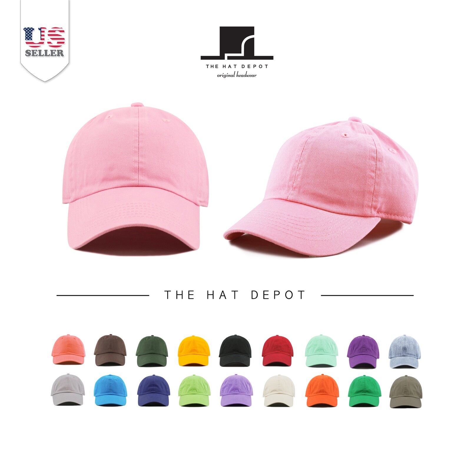 Cotton Hat – Kids Washed Cotton and Denim Low Profile Plain Baseball Cap