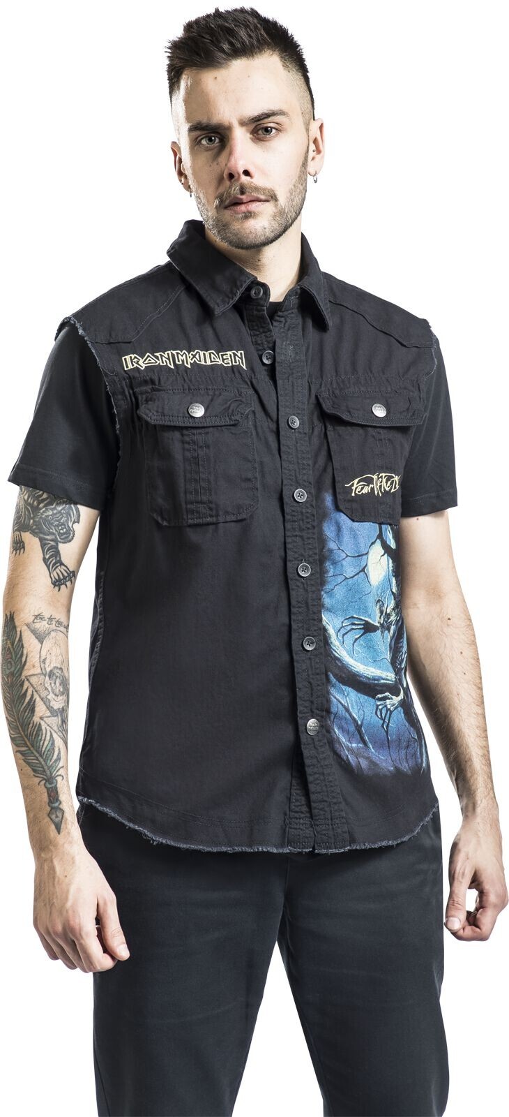 Iron Maiden Vest Jacket Heavy Metal Band Black Sleeveless Fear Of The Dark