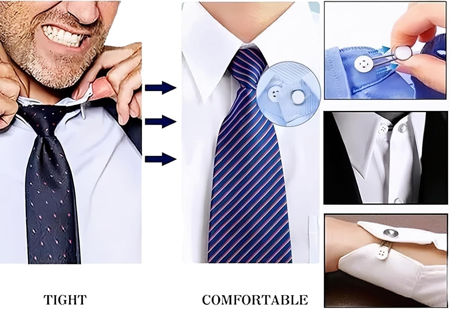 20x Metal Collar Neck Waist Extender Expander Buttons for Men Dress Shirt Pants