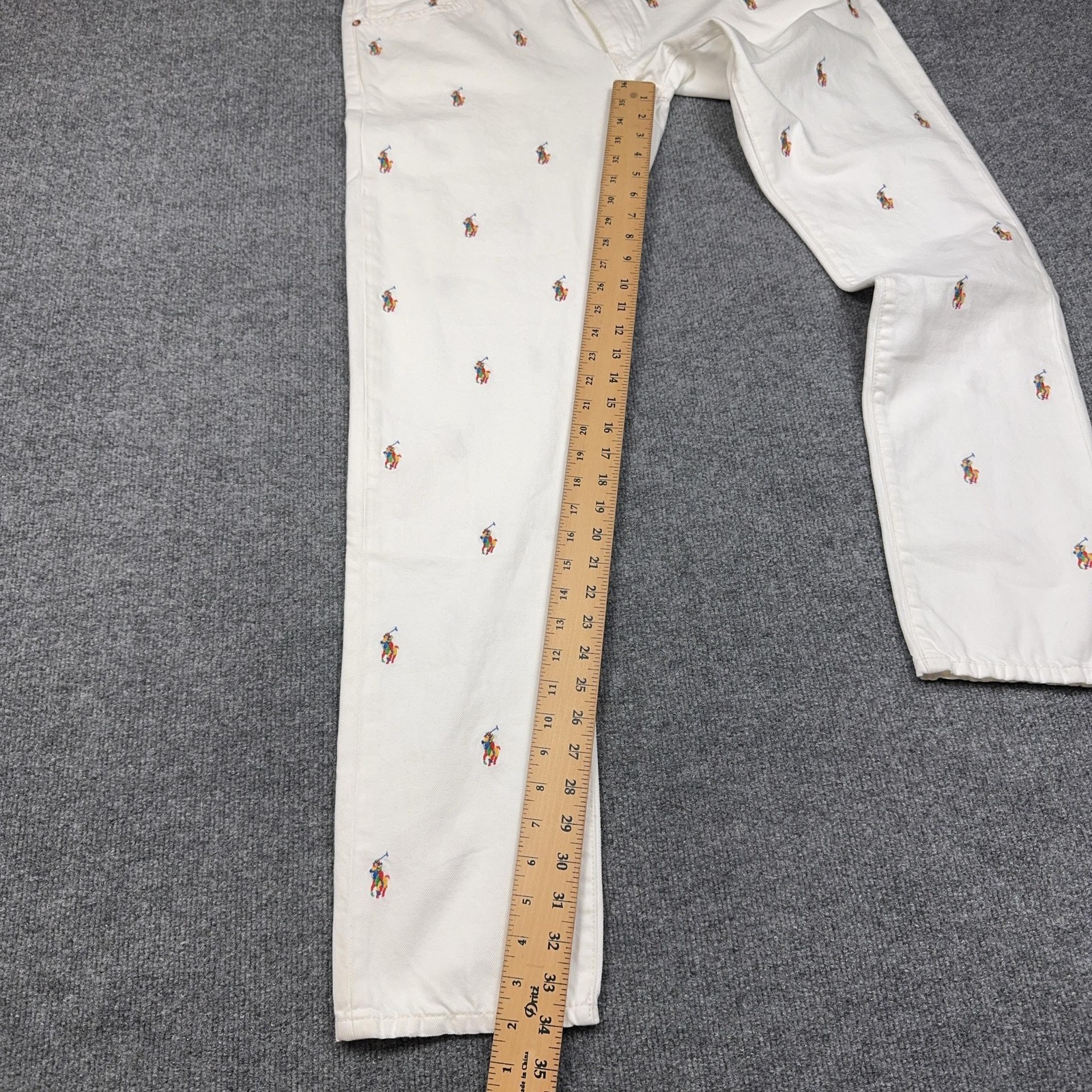 Polo Ralph Lauren The Sullivan Slim Jeans Mens 34×34 White Embroidered Pony