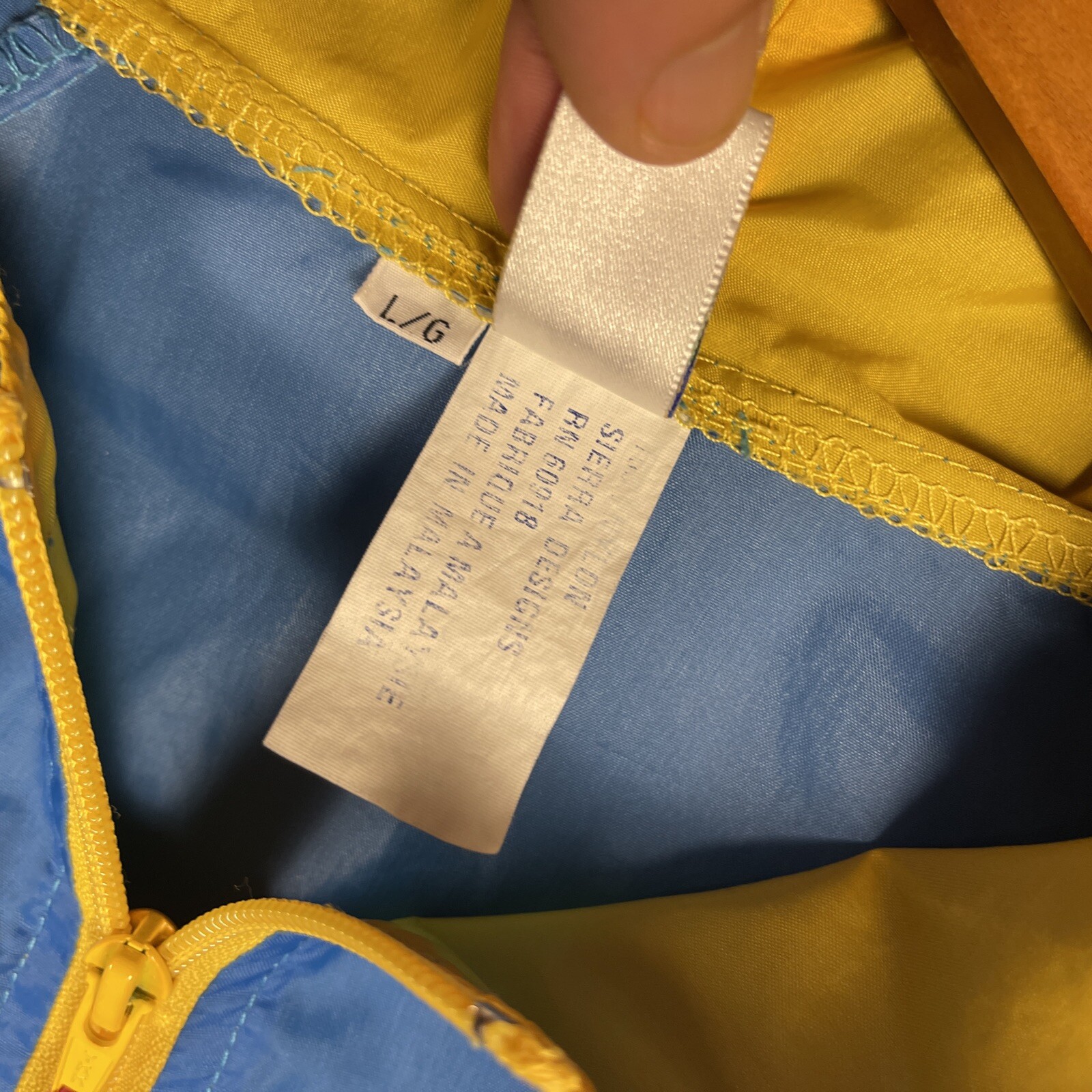 Sierra Design Rain Jacket Mens Large Blue 1/2 Zip Pockets Hood Outdoor 90s
