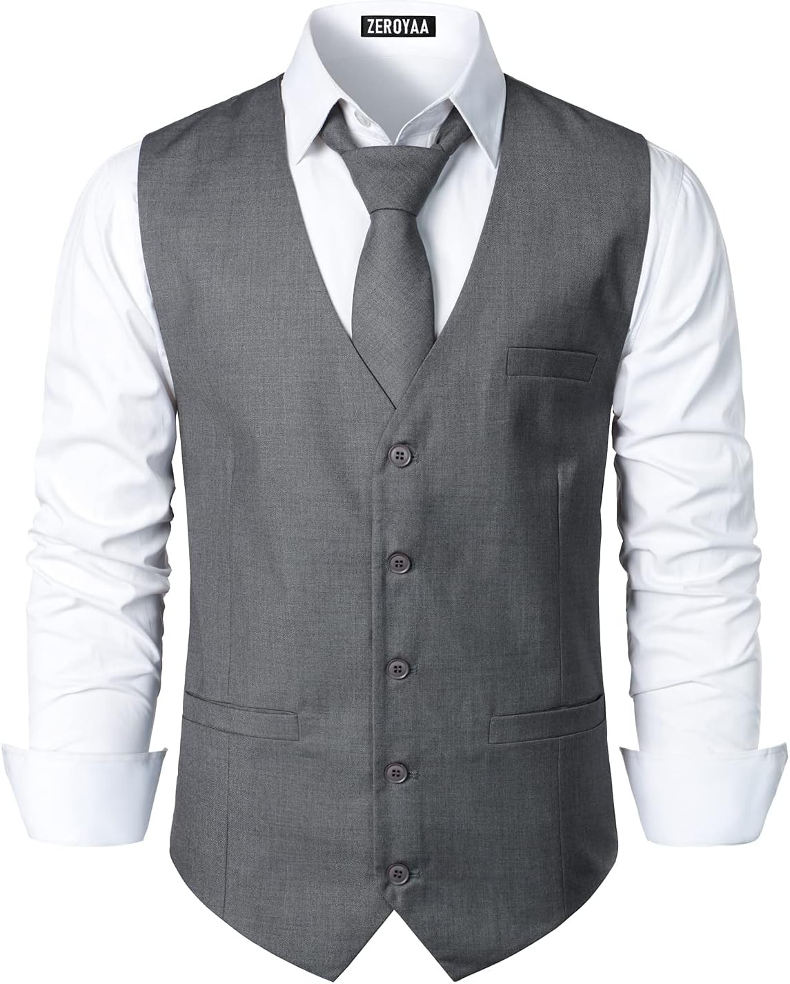Men’s Business Formal Dress Vest 3 Pockets Slim Fit Suit Tuxedo Waistcoat V Neck