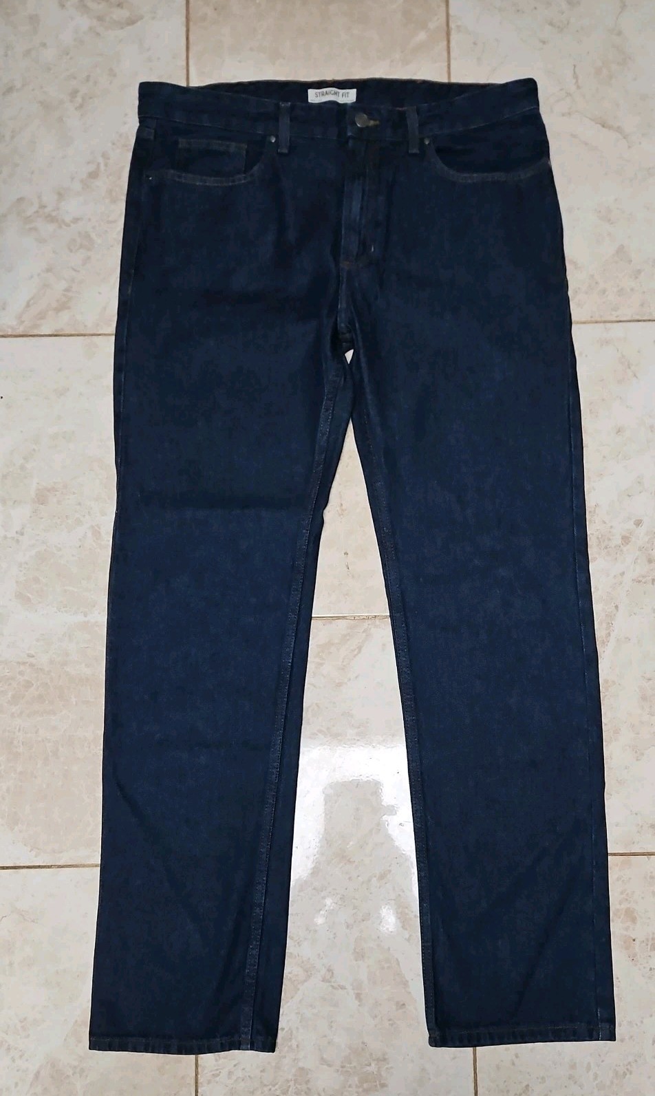 BNWT M&S Mens W36 L33 Long Blue Straight Leg Jeans 36″ Fashion Non Stretch Denim