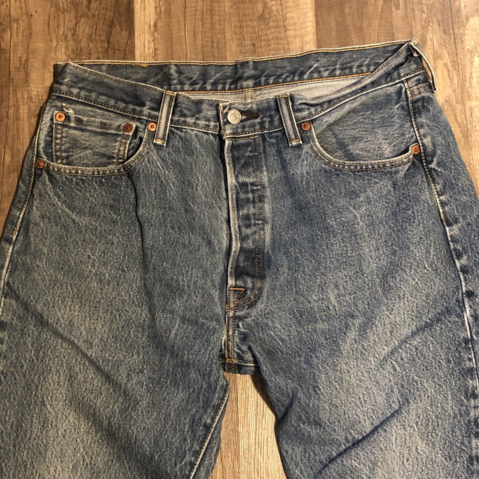 Levis 501 Jeans Mens 33×31 Shrink To Fit 100% Cotton Straight Leg Buttonfly Blue