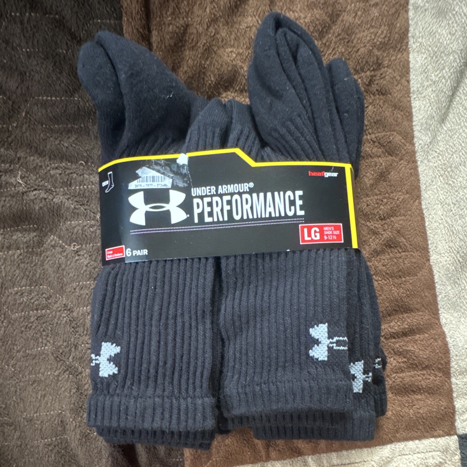 Under Armour Athletic Socks Logo Black Men’s LG Large 6 Pairs