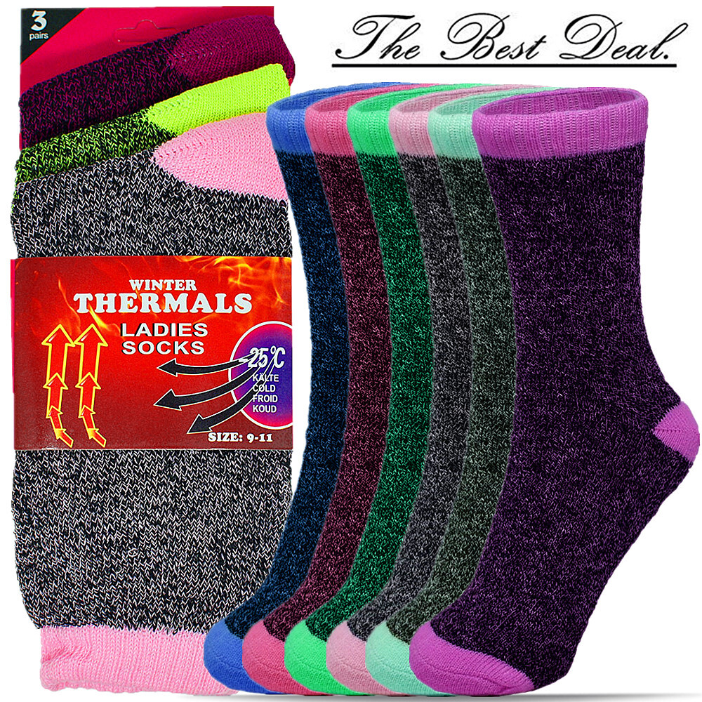 3-12 Pairs Winter Womens Warm Thermal Heated Heavy Duty Boots Crew Socks 9-11