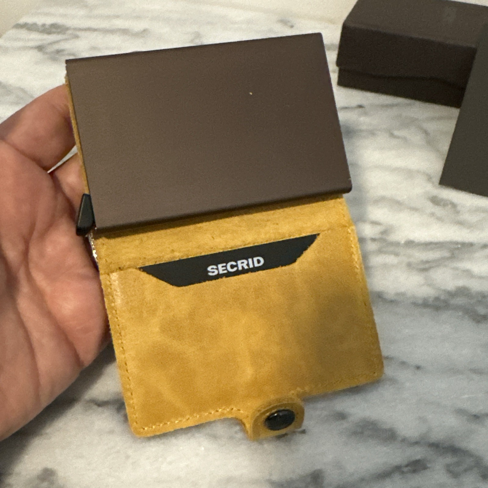 NEW Secrid Mini Wallet Unisex Leather RFID Protected Ocher New In Box NIP