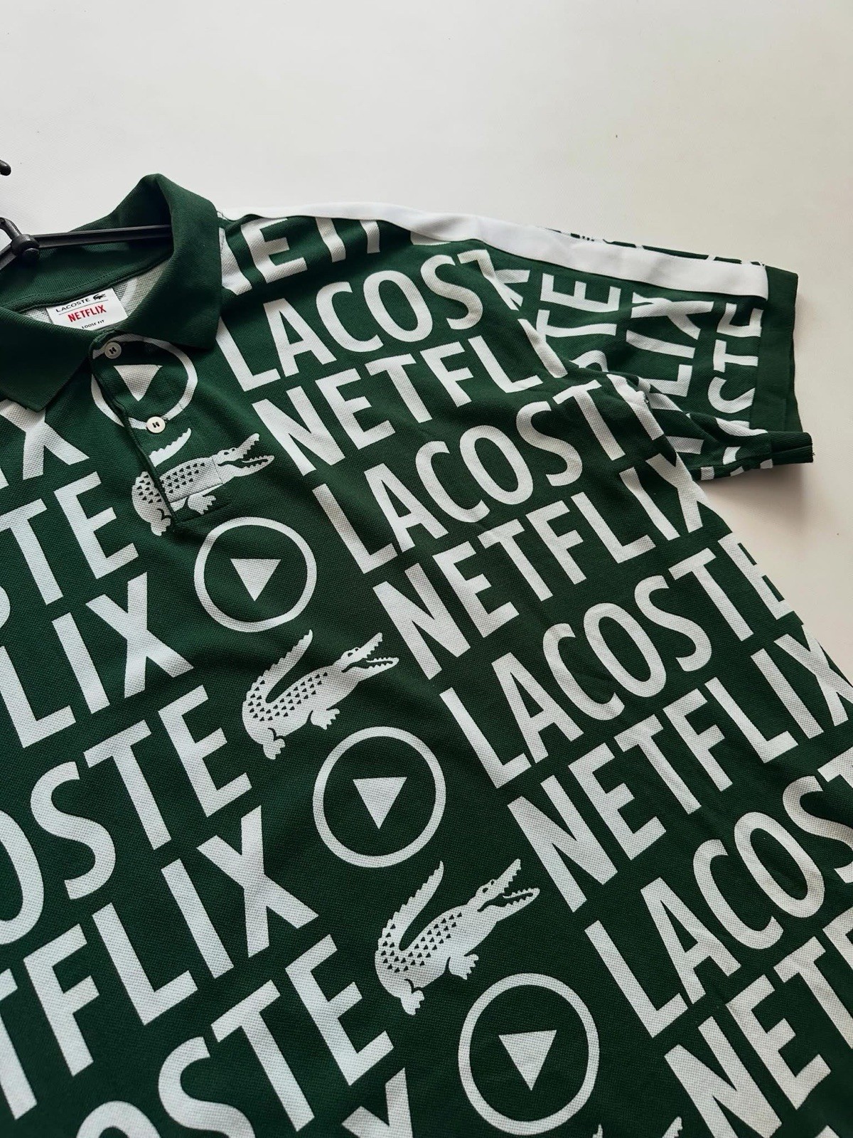 Lacoste X Netflix Polo Limited Edition Green & White Extra Large Loose Fit