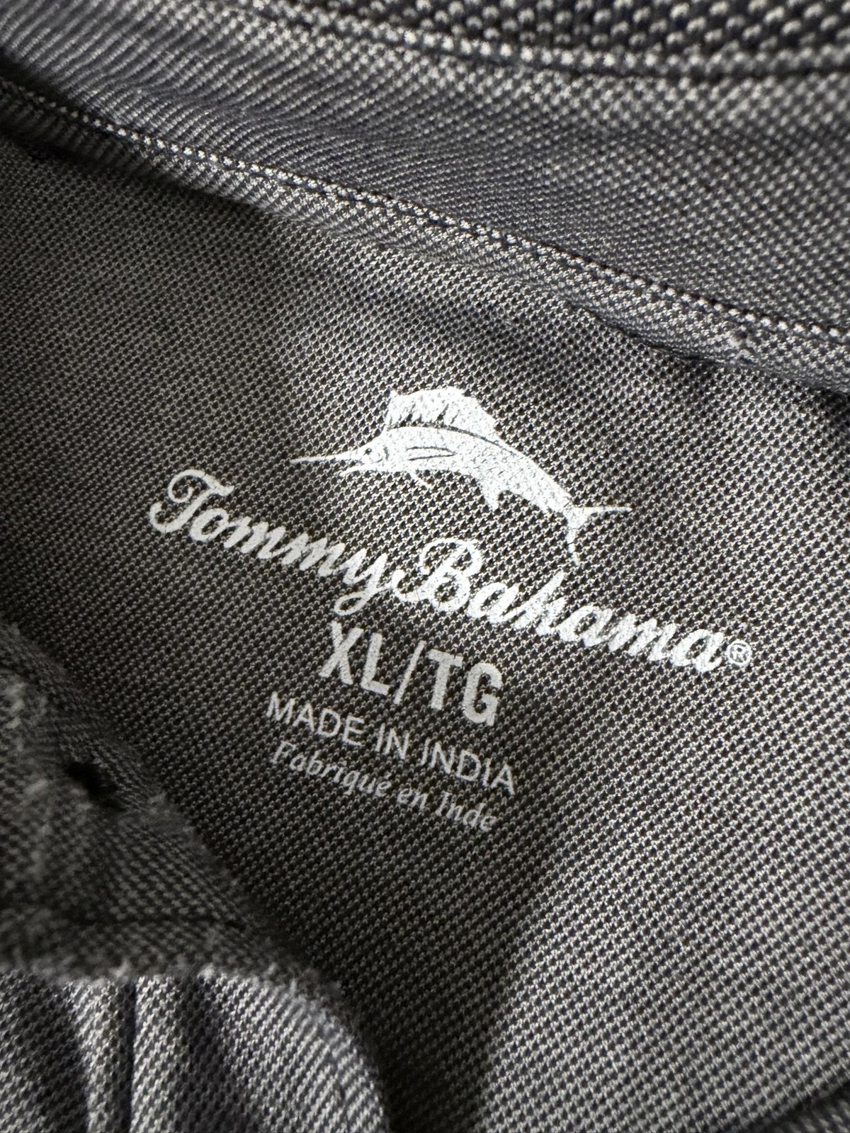 Tommy Bahama Polo Shirt Mens XL Gray Tagless Marlin Logo Cotton Blend Knit