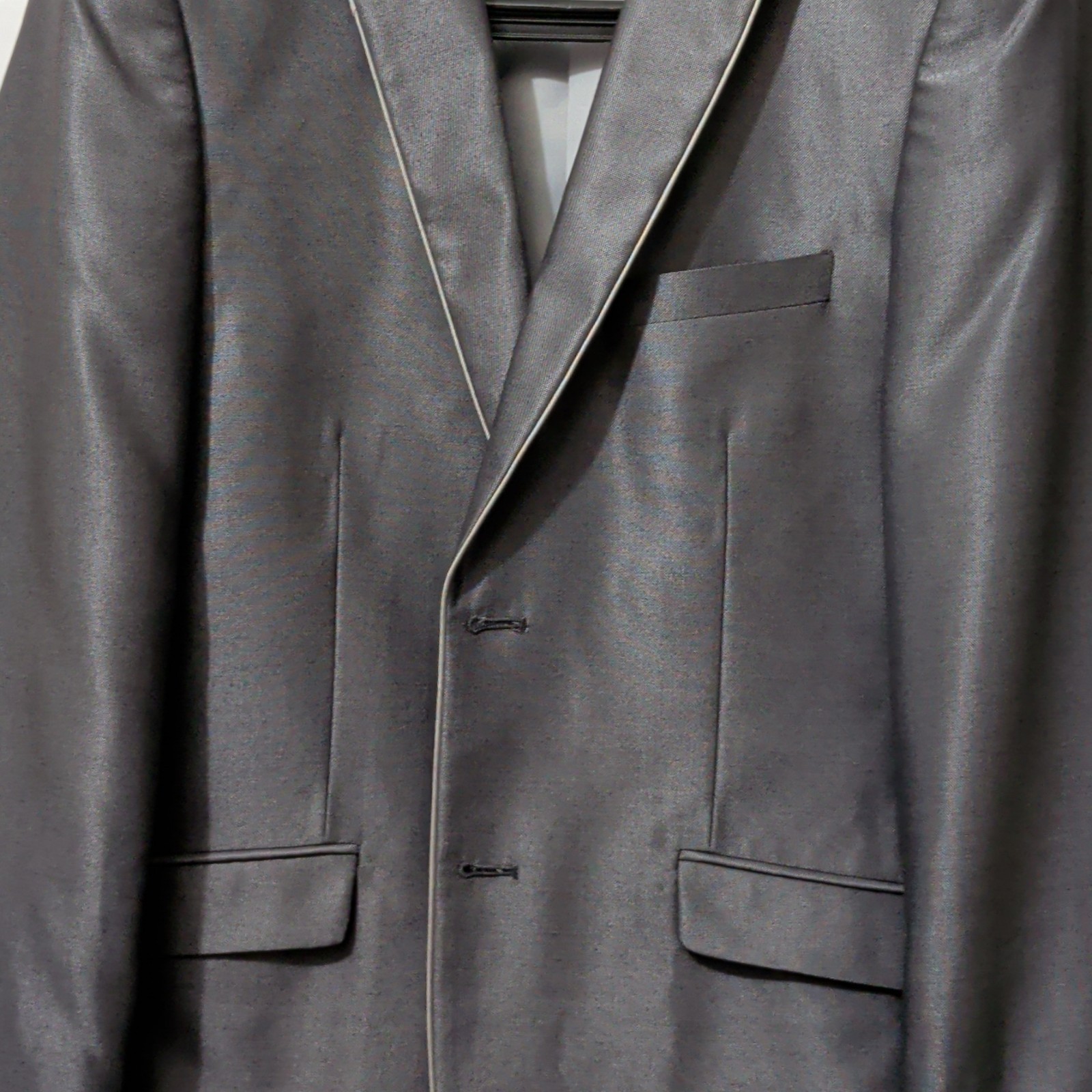 Vittorio St. Angelo Men’s 2-Piece Suit 40R 34W Gray 2-Button Satin Pockets