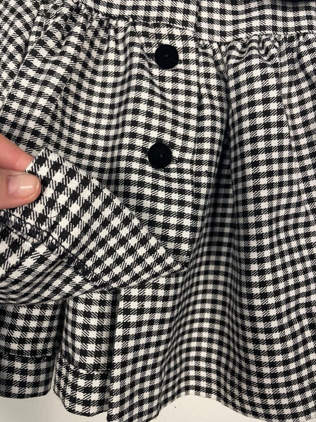 Caitlyn Scott Vintage Baby Black and White Gingham Smock Dress Velvet Collar