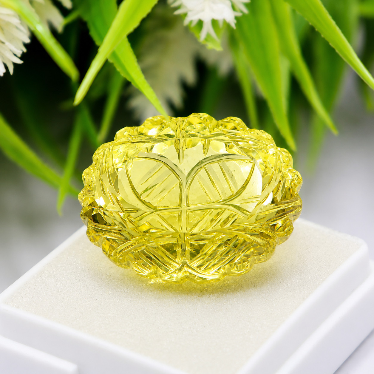 Natural Yellow Lemon Quartz Flower Shape Oval Cut Loose Gemstone 27.70Ct
