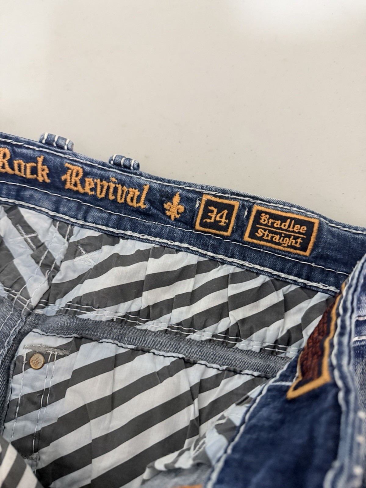 Rock Revival Bradlee Straight Jeans Medium Wash 6-Pocket 34×30