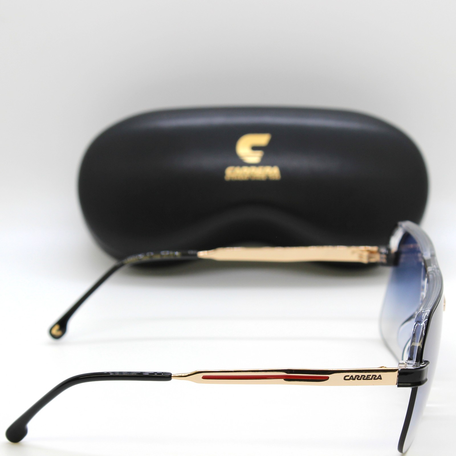 NEW Carrera 1066 Polarized Half Rim Navigator Sunglasses Dark Blue Gradient 7C5