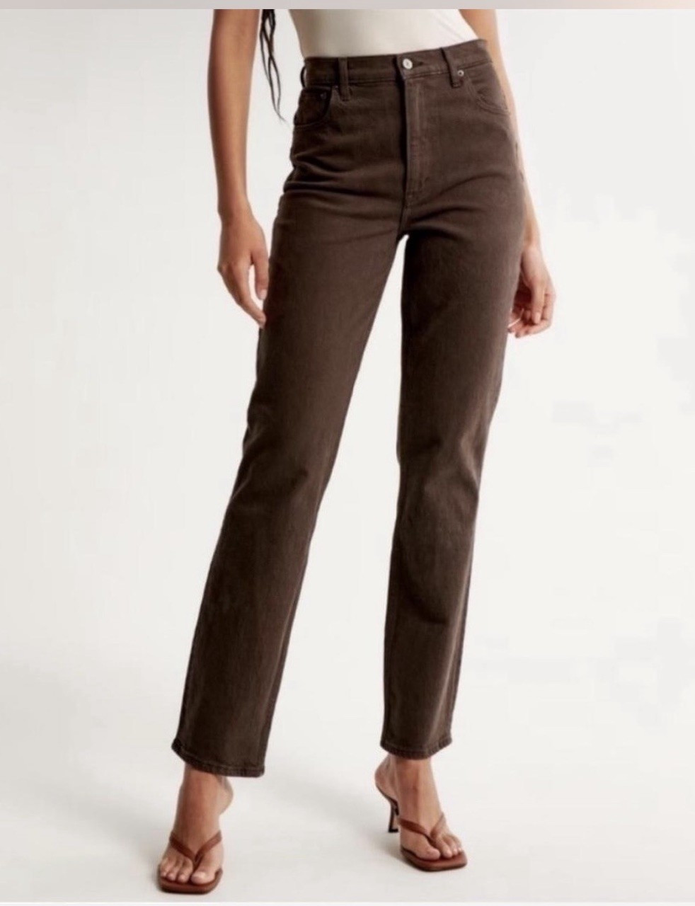 Abercrombie & Fitch 90’s straight ultra high rise Brown 27 Long Tall