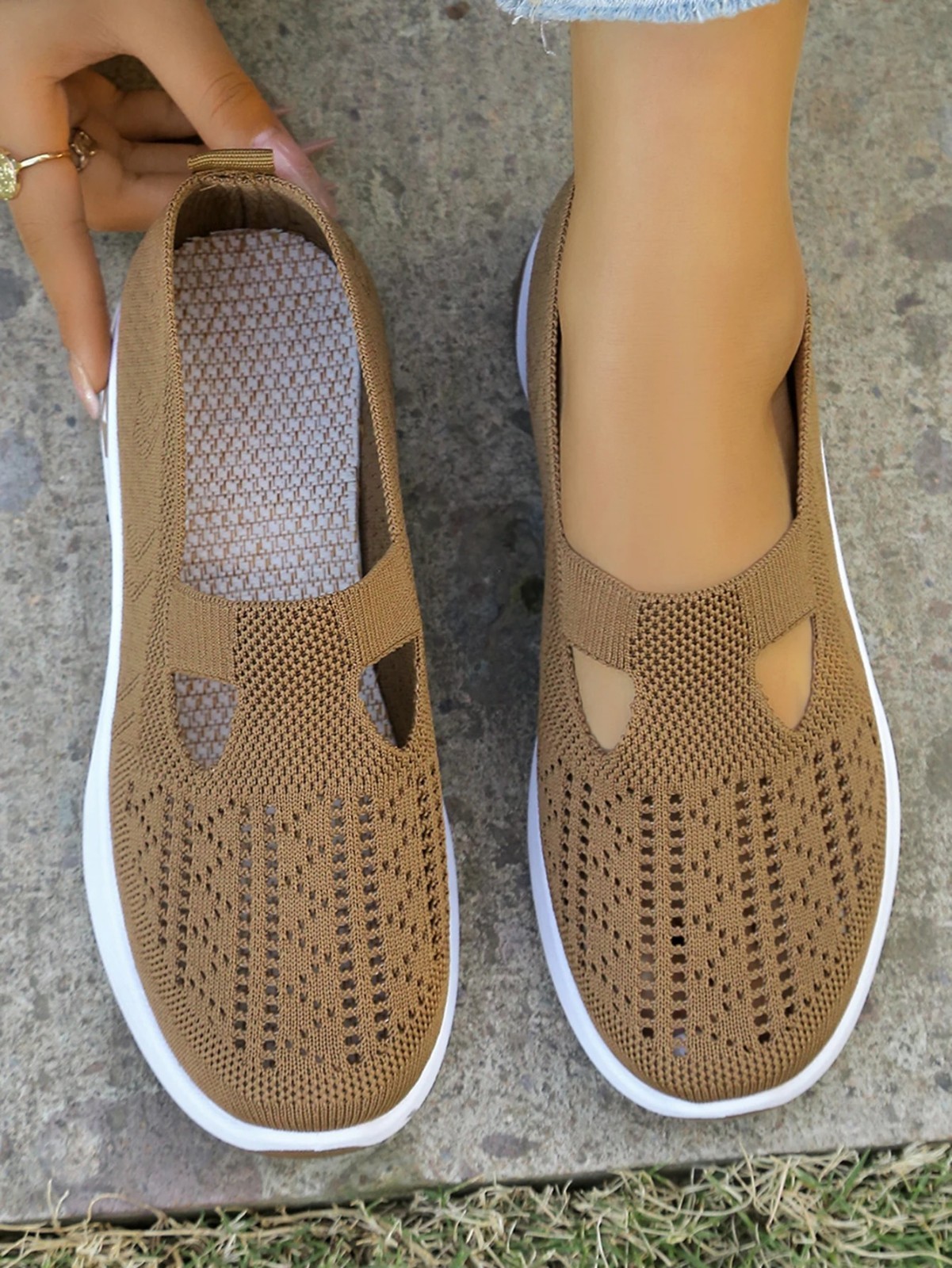 Women Mesh Flats Shoes Breathable Slip On Walking Sneakers Soft Non Slip Casual