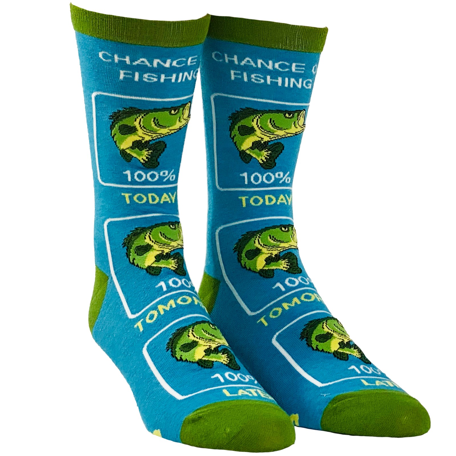 Men’s Chance Of Fishing Socks Funny Father’s Day Boating Bass Fishing Lover