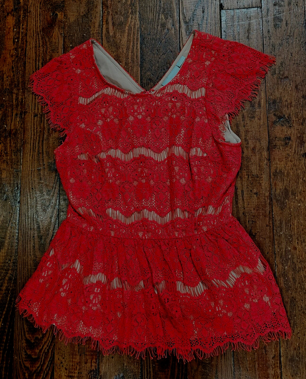 Anthropologie Maeve Womens Top Lined Coral Lace Cotton Nylon Polyester Tan XS