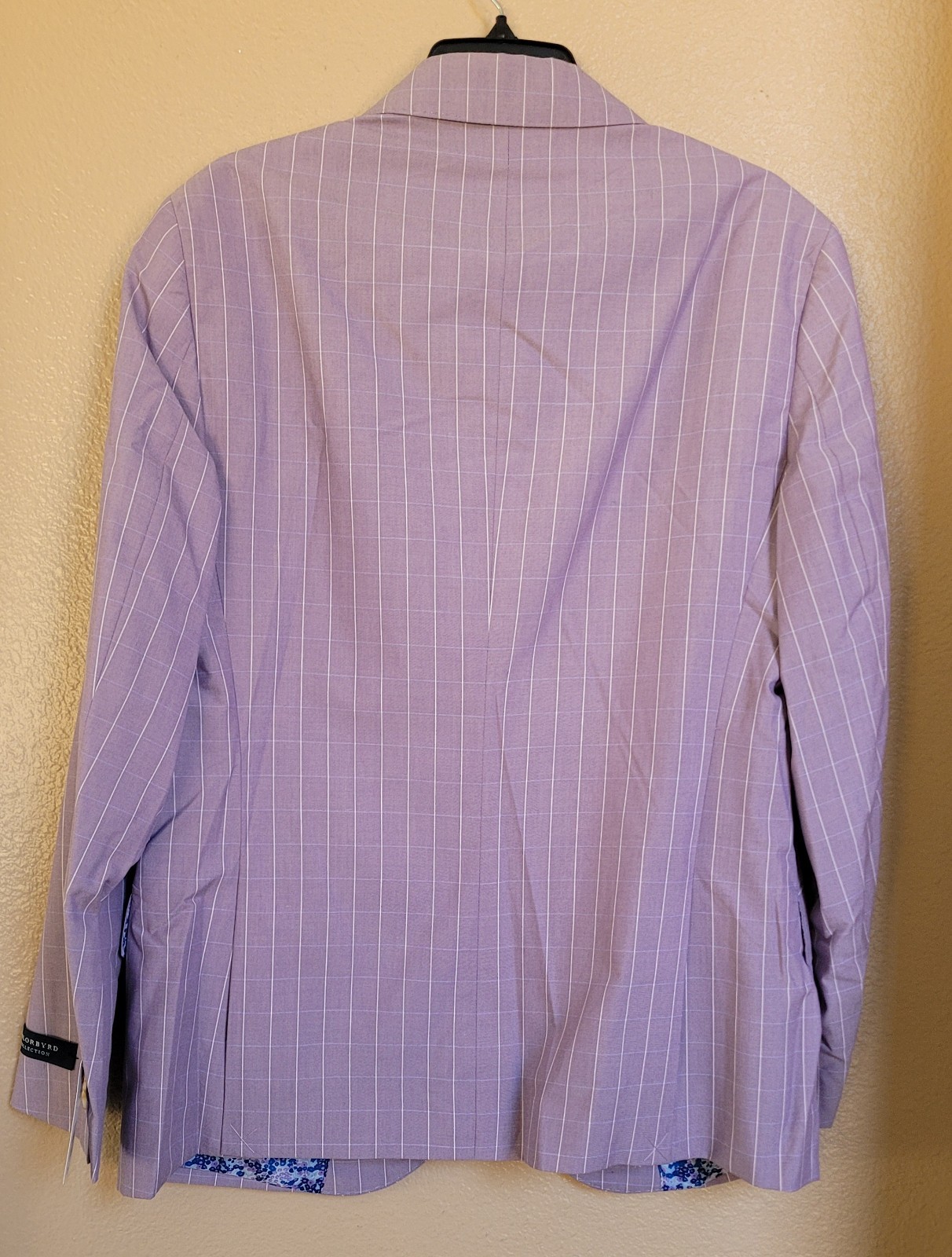 Tailorbyrd Mens Plaid Blazer, Lilac Mini Windowpane Sport Coat