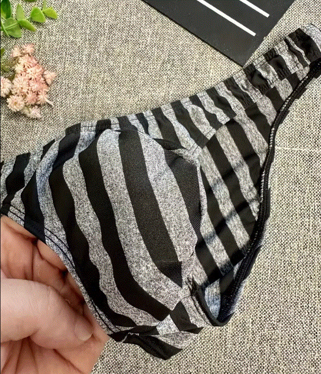 New Men’s Sexy Gray & Black Brazilian Cut Brief w/Enhancing Contoured Pouch-Gay