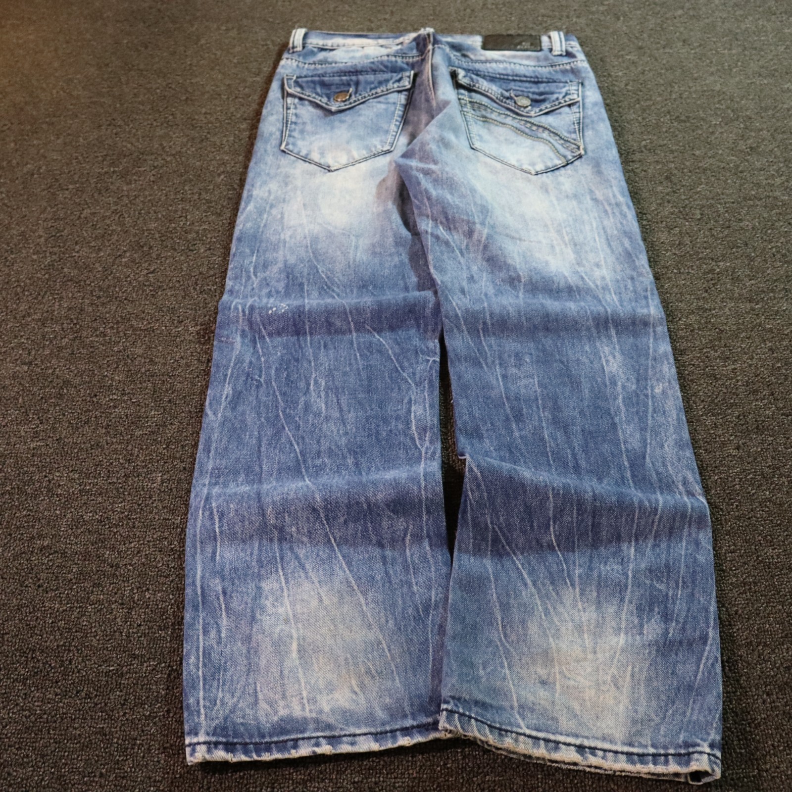 Black Bootcut Mens 30×30 Blue Jeans Acid Wash Flap Pocket Y2k Vintage Grunge