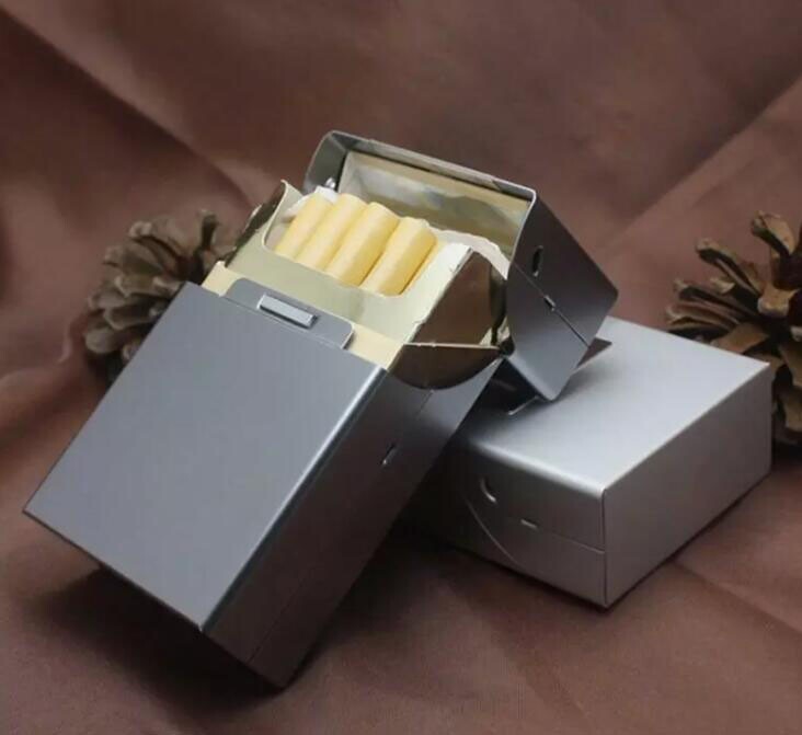 Male Smoke Case Aluminum Cigarette Case Tobacco Holder Pocket Storage Box Gift