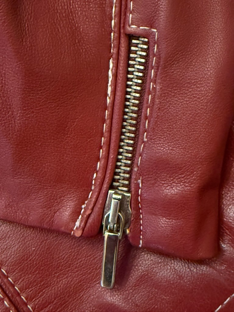 Old Florence Leather Factory Italy Red Leather Jacket Womens EU 46 L