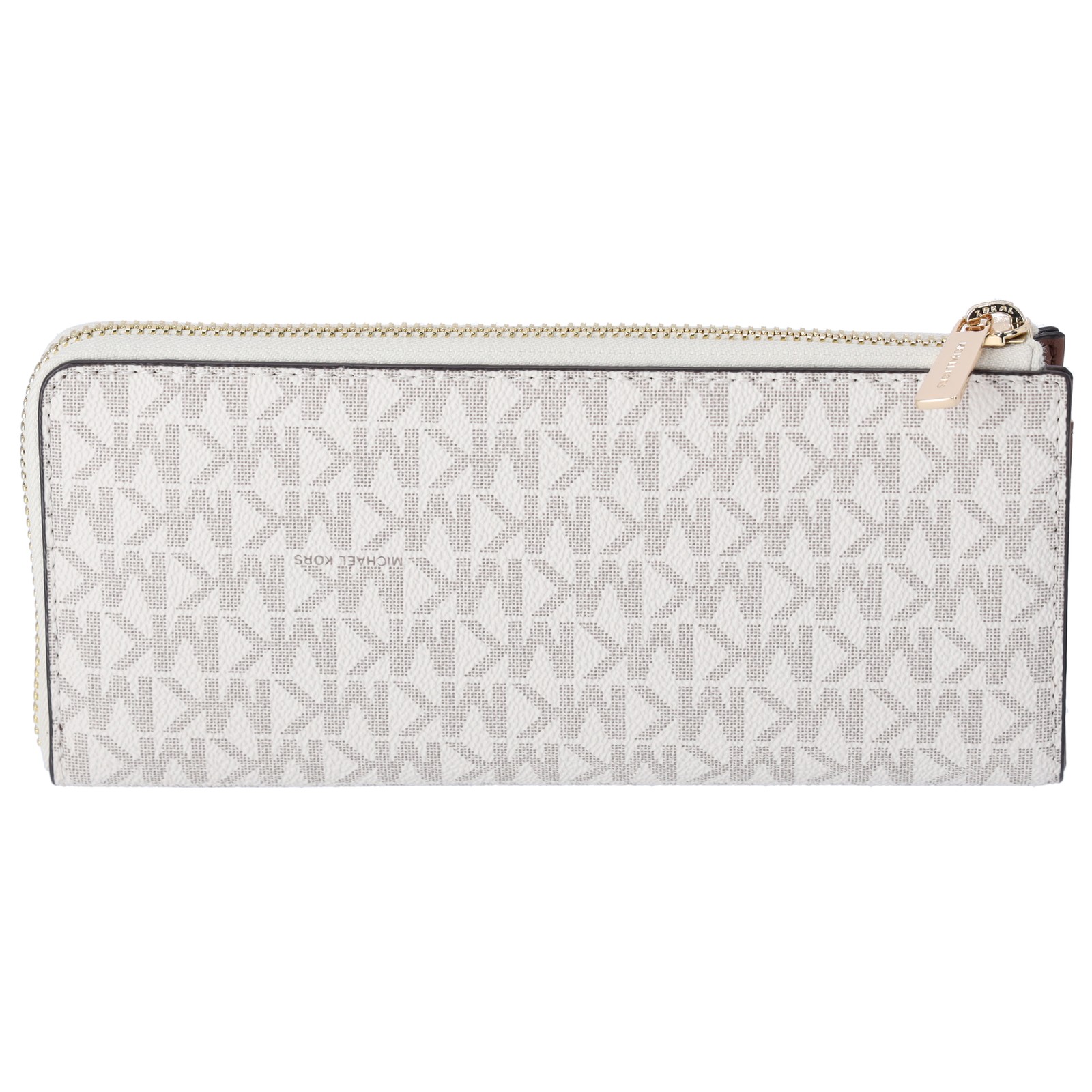 Michael Kors Jet Set Travel Large Logo Quarter Zip wallet Vanilla MK Siganture