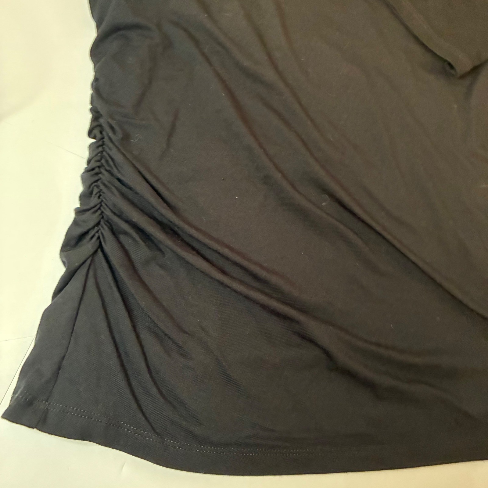 INC Black Faux Leather Trim Top Asymmetrical Neckline Goth Women Medium Party