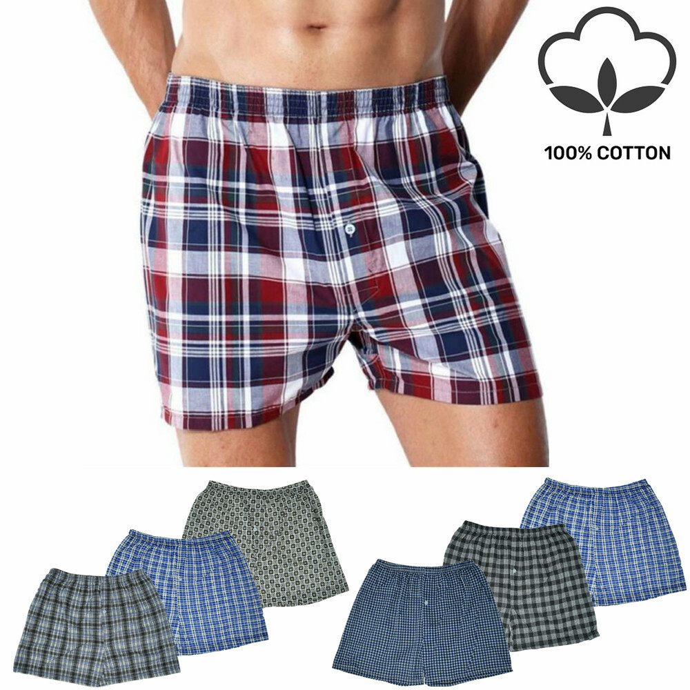 3-12 Pack Mens Boxer Shorts Underwear Trunk Plaid 100% Cotton Briefs Size M-2XL