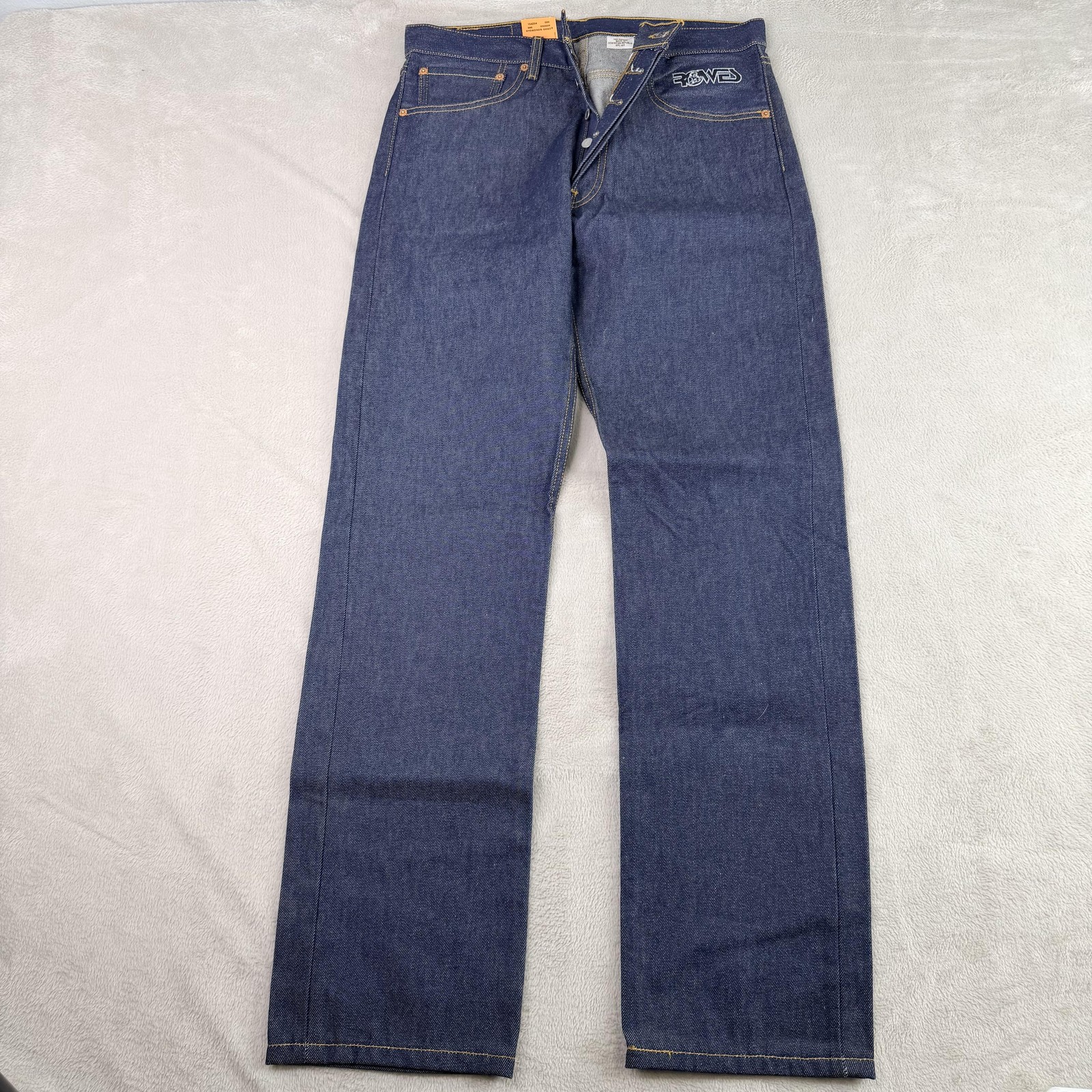 Levis 501 Jeans Mens 32×34 Blue Raw Denim Straight Leg Shrink-To-Fit Button Fly