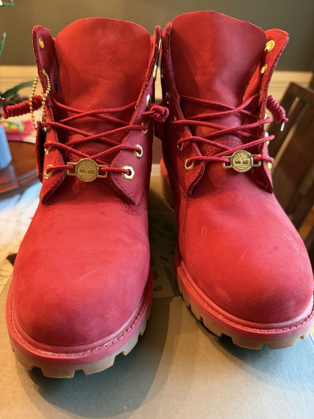 Timberland Premium 6″ Waterproof Nubuck Boot Red Kids US 7 M TB 0A42RR