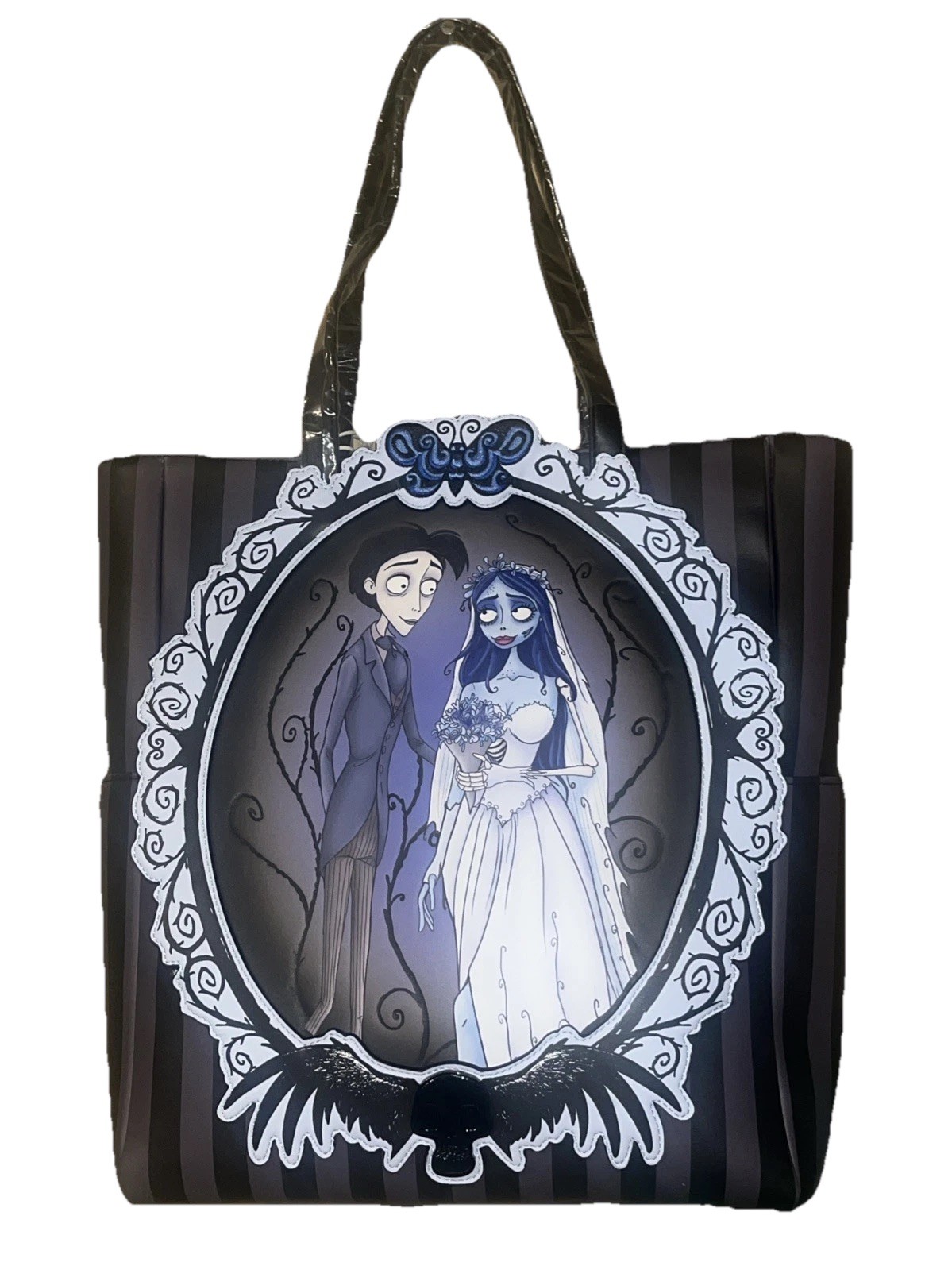 Loungefly Tim Burton Corpse Bride Victor & Emily Frame Large Tote Bag Skull NWT