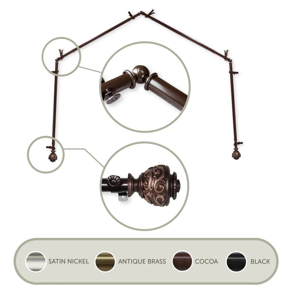 Hart & Harlow 13/16-in Gianna 4-Sided 28-in to 48-in Cocoa Steel Bay Windo|16765