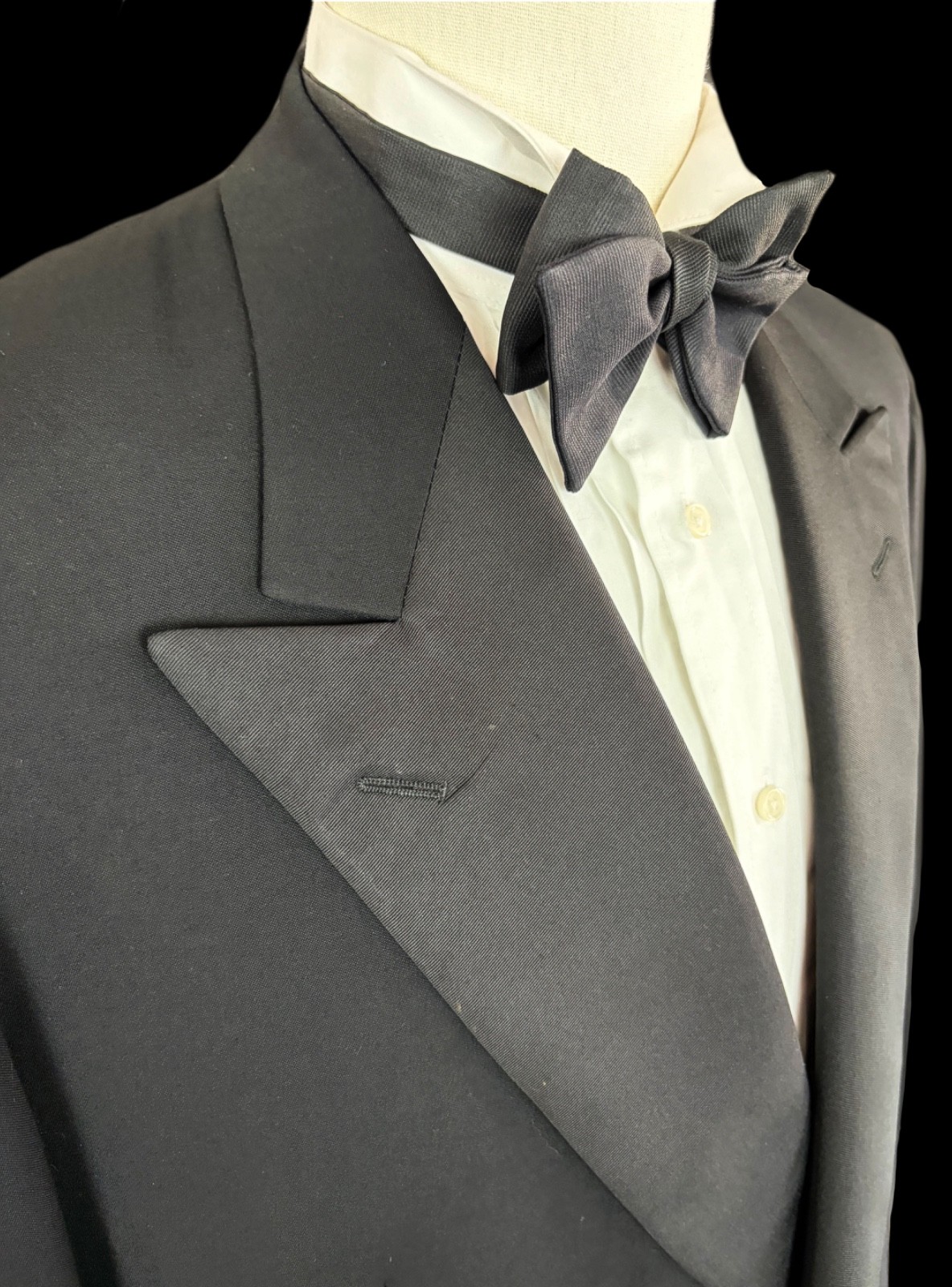Vintage LUBIAM Italian Tuxedo Suit Black Satin Lapel Formal Dinner Suit 44R