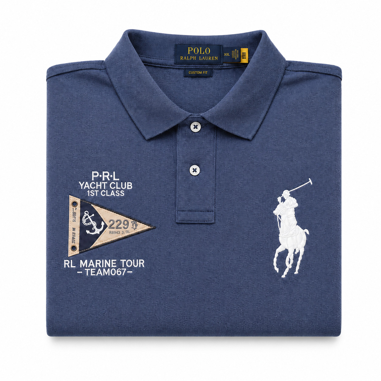 Polo Ralph Lauren Men’s Custom Fit Polo Shirt Size L Navy Blue Yacht Club